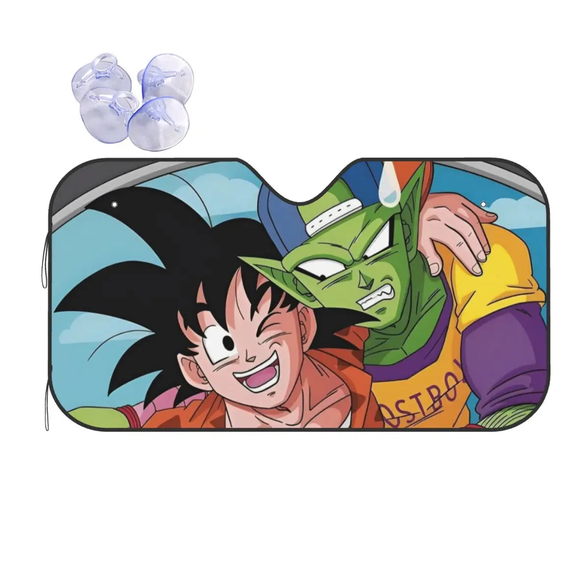 Zwarte auto parasol Dragon Ball kanji Go en oranje merken