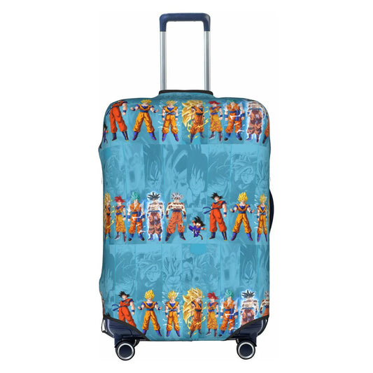 Housse de valise Dragon Ball - Goku et les héros en frises bleues