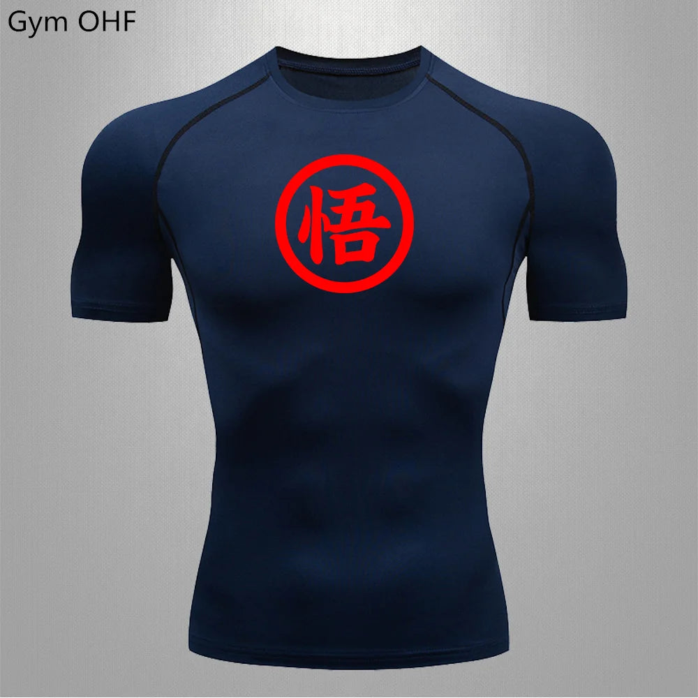 Graues Sportoberteil mit langen Ärmeln Dragon Ball - kanji Go black
