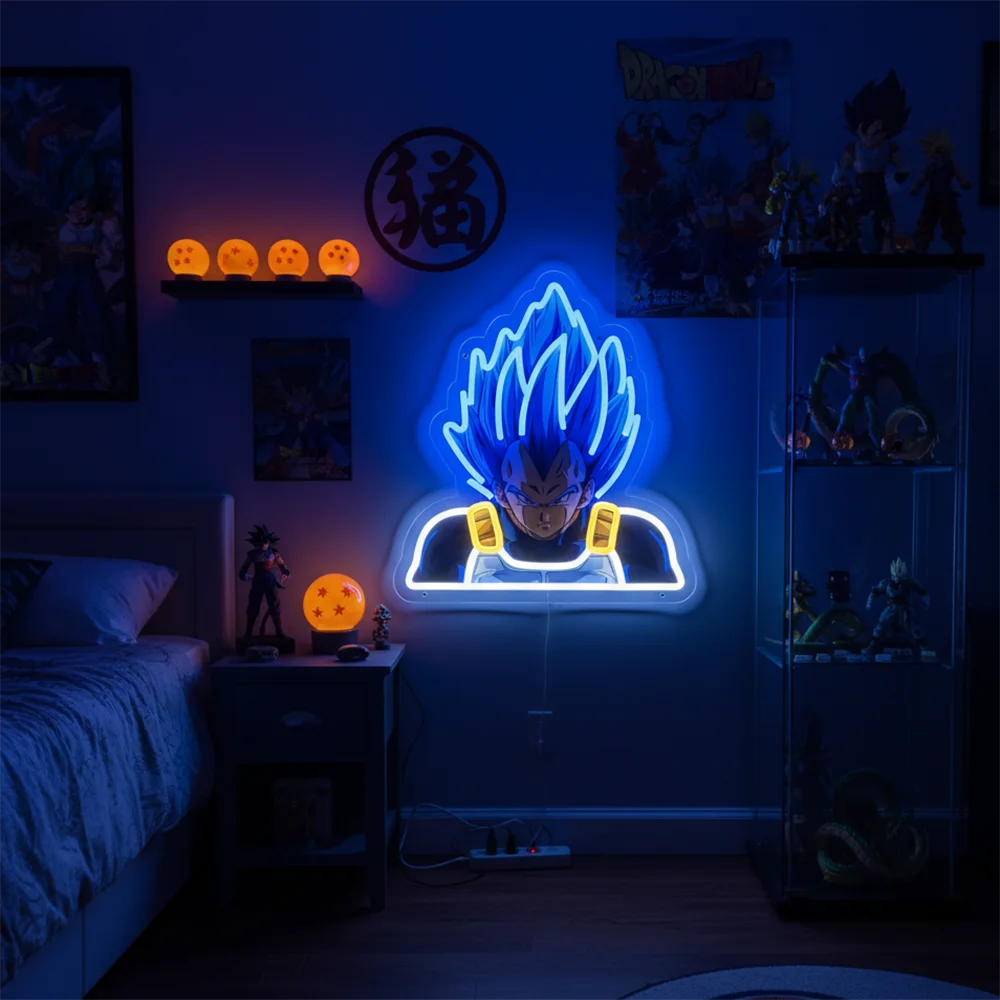 Lampada al neon blu Dragon Ball - Vegeta Super Saiyan Blue