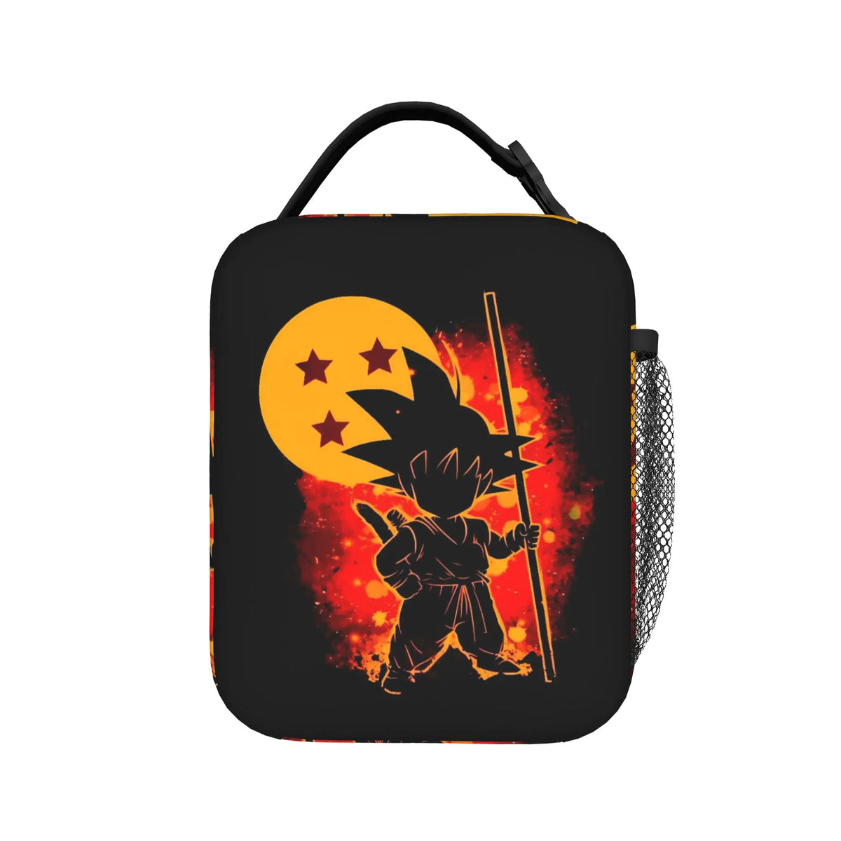 Bolsa de almuerzo naranja Dragon Ball - Goku de niño comiendo un tazón de arroz
