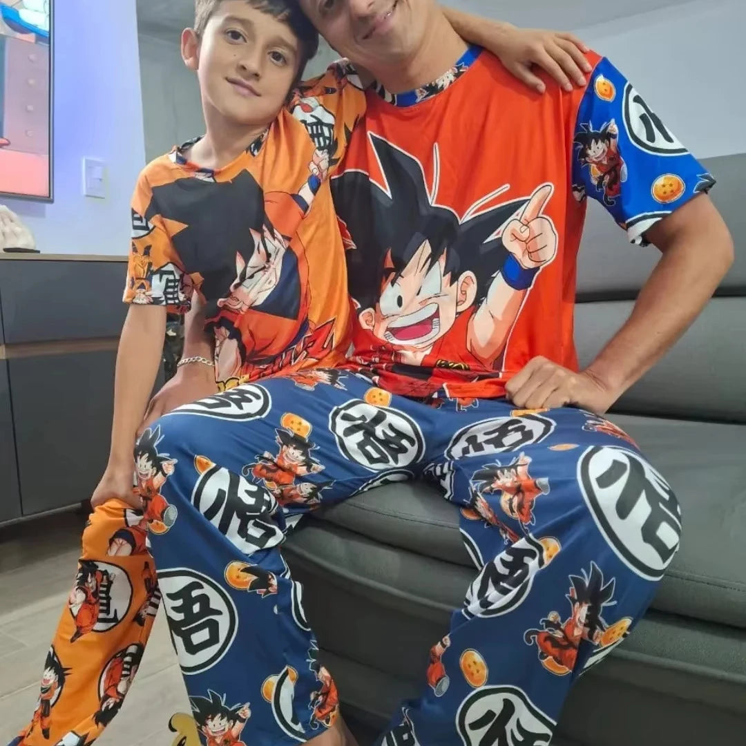 Orange and blue Dragon Ball pajamas - Child Goku and Go kanji