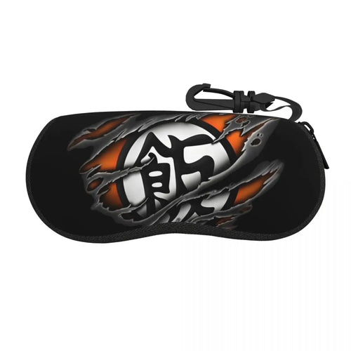 Dragon Ball black glasses case - Go kanji on orange scratches