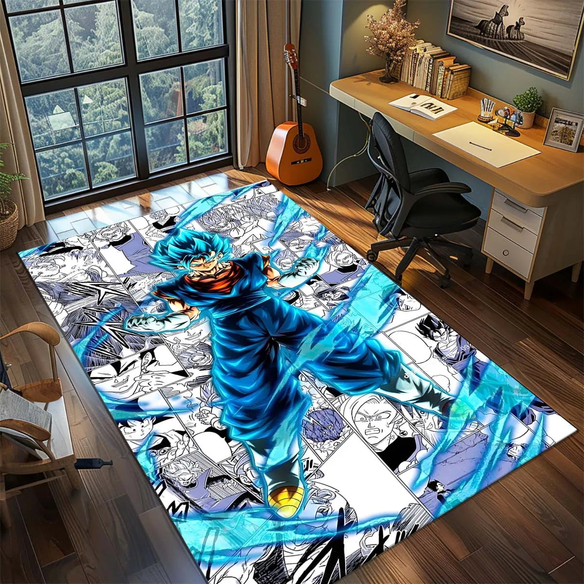 Alfombra de Dragon Ball - Goku rodeado por el dragón dorado