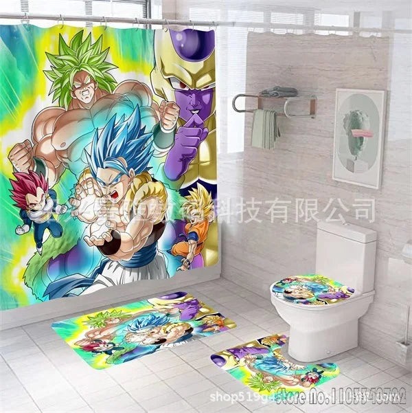Dragon Ball Douche Gordijn Set - Broly Goku Blue en Golden Freezer