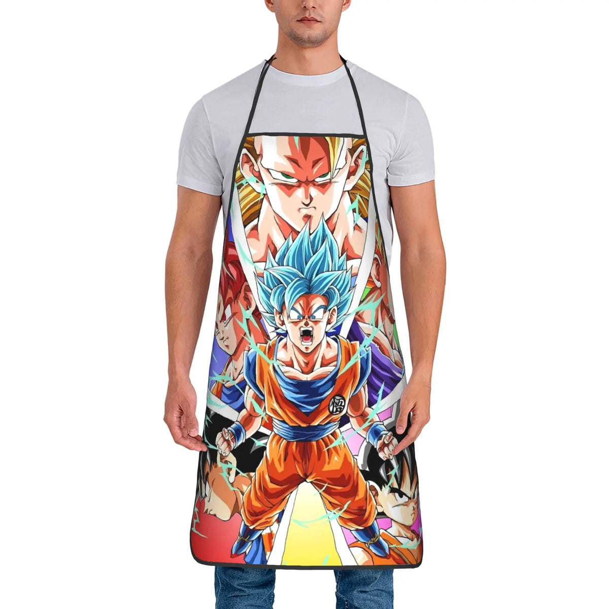 Delantal naranja Dragon Ball - Goku niño y kanji grande Go