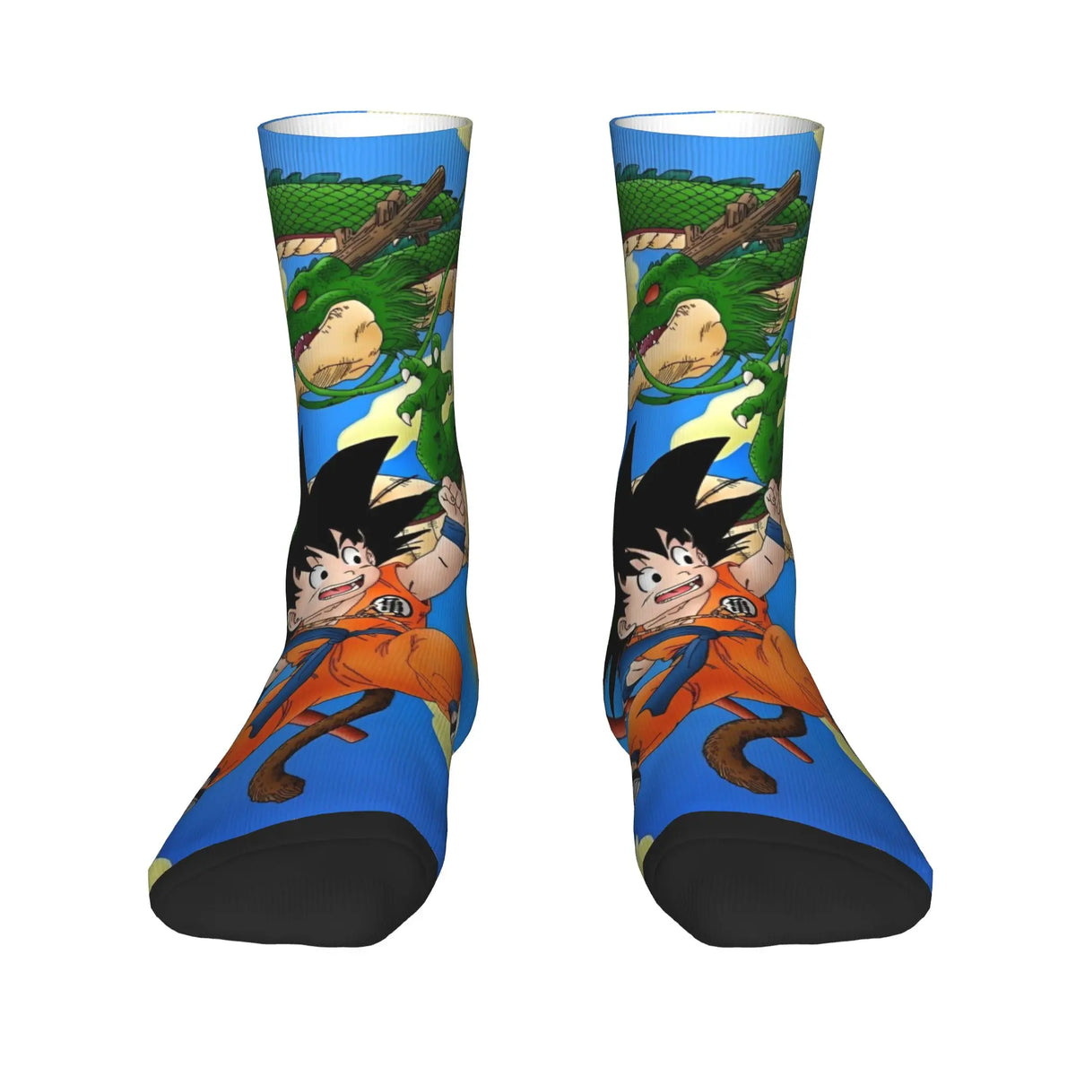 Dragon Ball hellblaue Socken - Goku und Shenron in goldenen Wolken