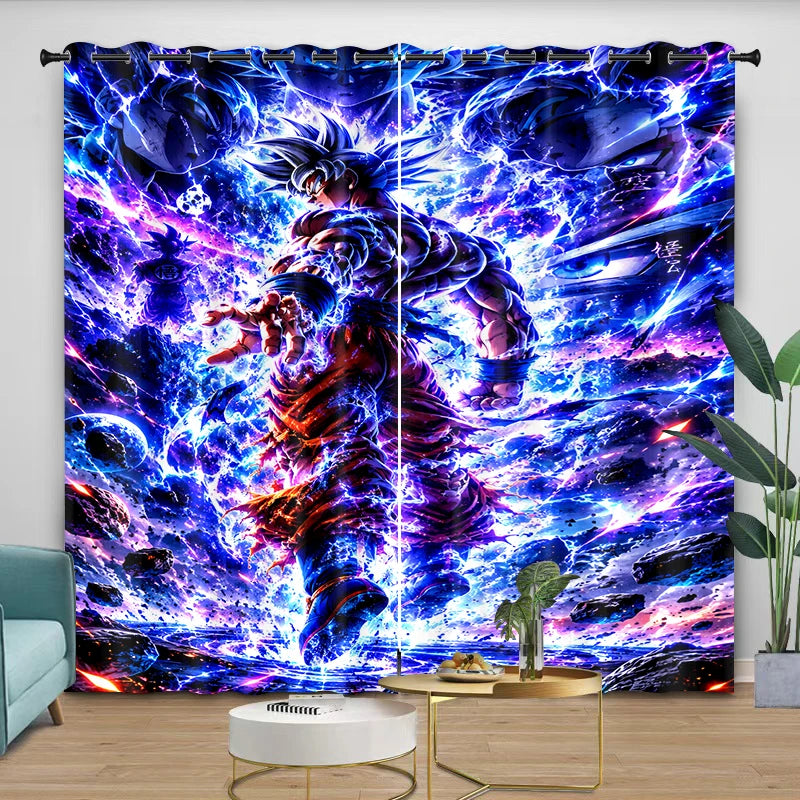 Rideaux bleus Dragon Ball - Goku enfant sur Shenron