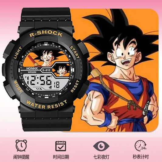 Dragon Ball digitale Runduhr - Goku lächelnd im orangefarbenen Outfit