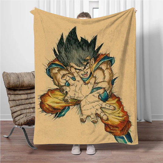 Plaid beige Dragon Ball - Goku lançant un Kamehameha