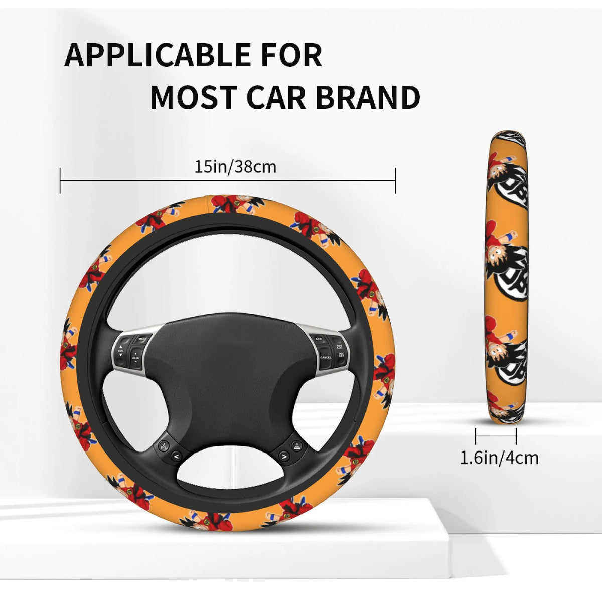 Dragon Ball Yellow Steering Wheel Cover - kanji Go en kleine kristallen ballen