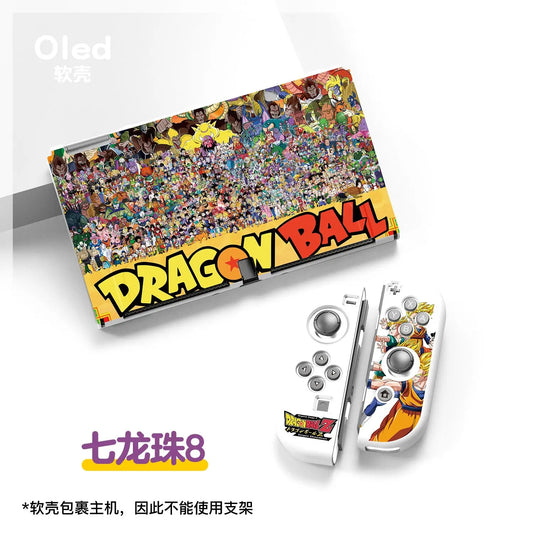 Coque Nintendo Switch OLED - Les héros réunis et logo Dragon Ball