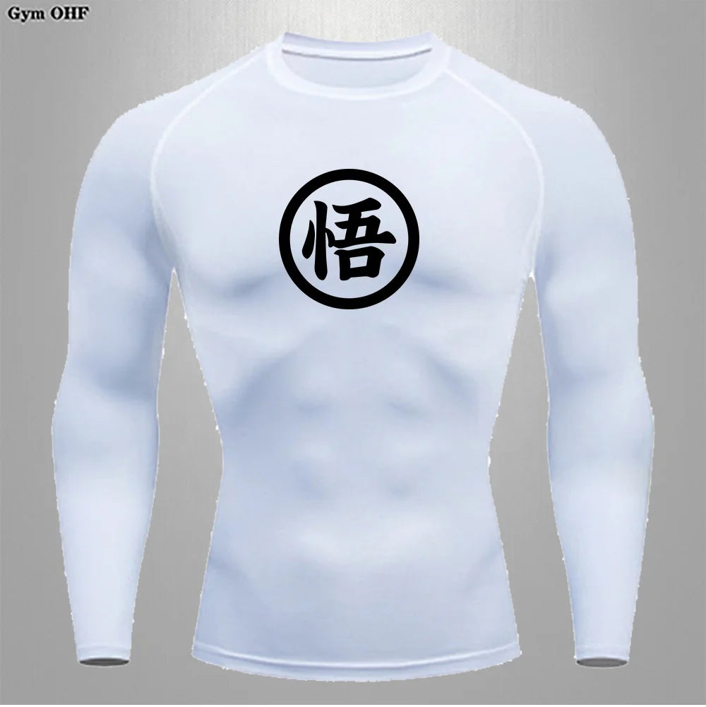 Graues Sportoberteil mit langen Ärmeln Dragon Ball - kanji Go black