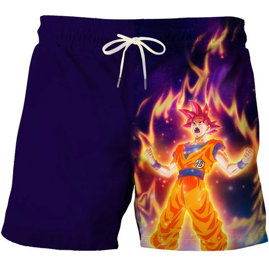 Purple bath shorts Dragon Ball - Goku God in a fire aura