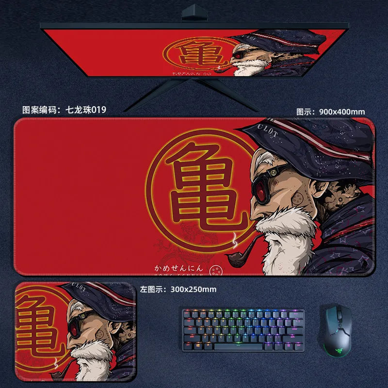 Tapis de souris orange Dragon Ball - personnages alignés et kanji Kame