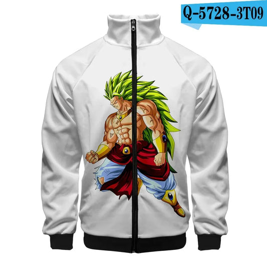 Veste zippée blanche Dragon Ball - Broly aux cheveux verts