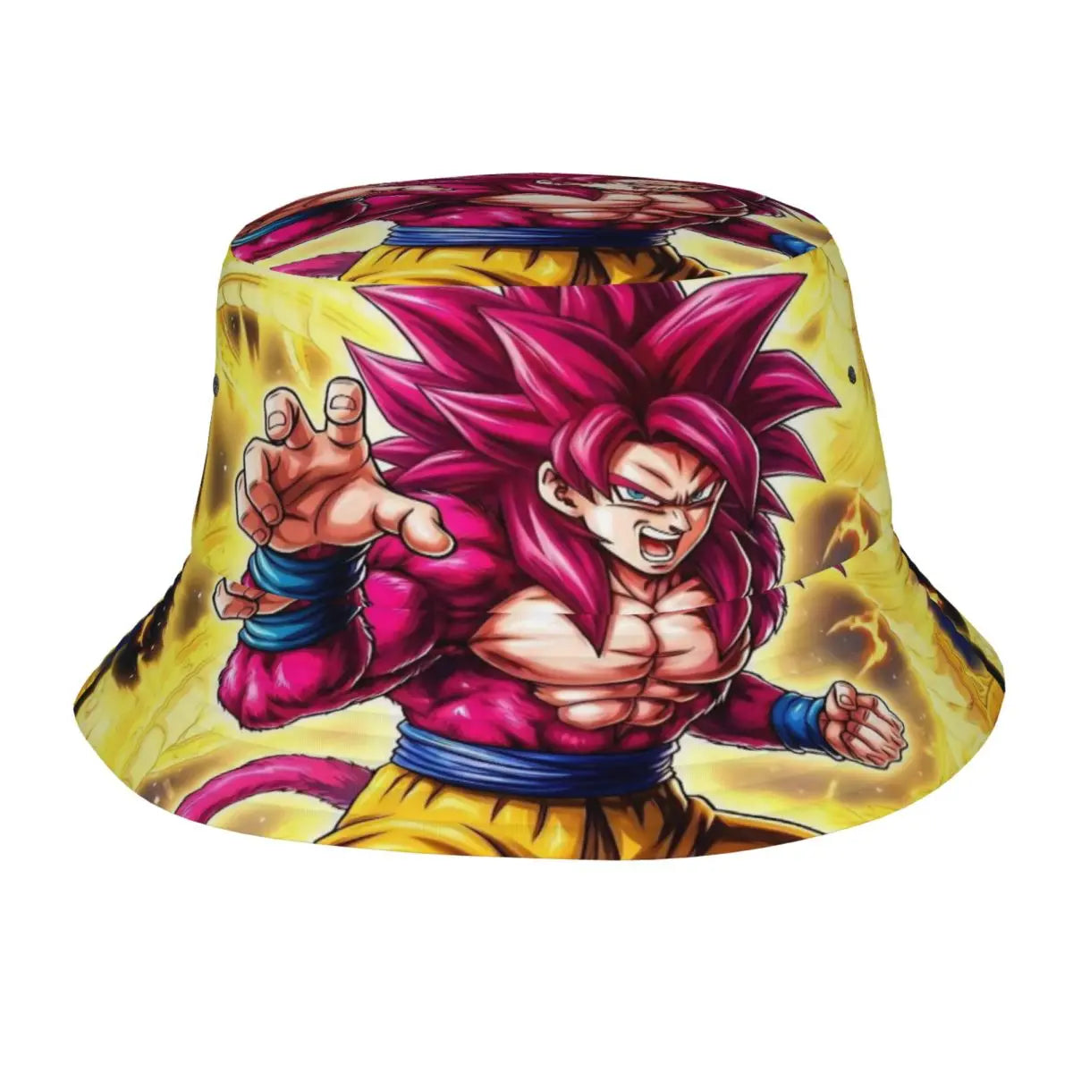 Bob jaune Dragon Ball - Goku aux cheveux rouges en pleine attaque