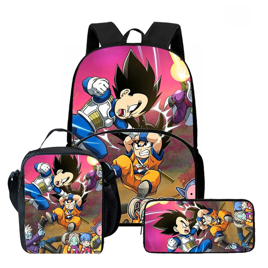 Ensemble sac à dos rose Dragon Ball - Vegeta chibi et Goku