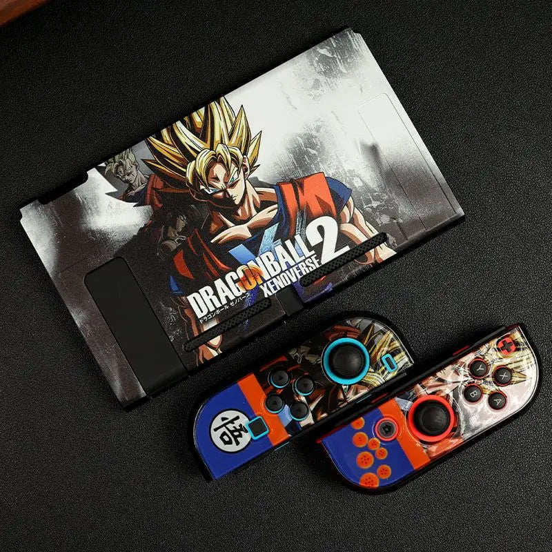 Coque Nintendo Switch OLED Dragon Ball - Goku Super Saiyan et commandes grises