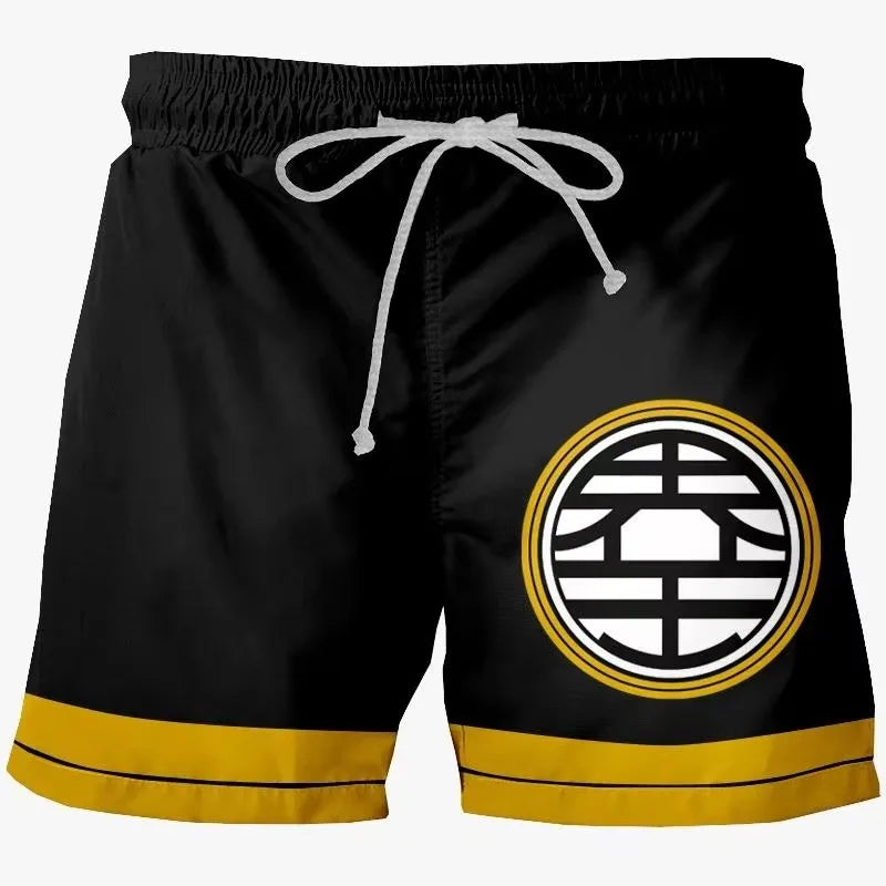 Orange Badeshorts mit blauer Größe Dragon Ball - Goku und Kame Emblem