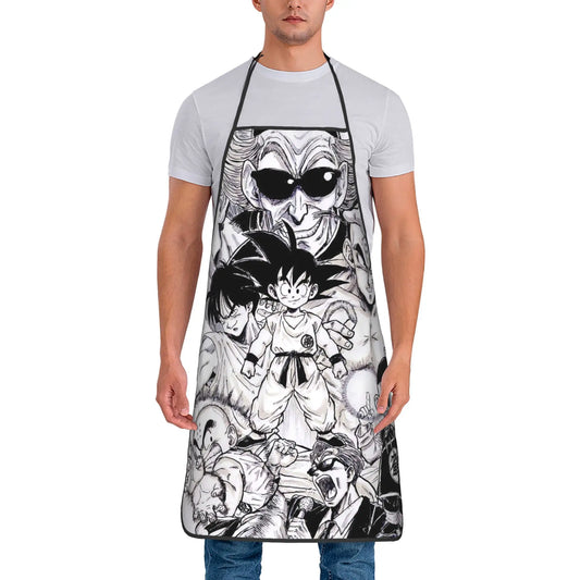 Black and white Dragon Ball apron - Master Roshi and Goku child