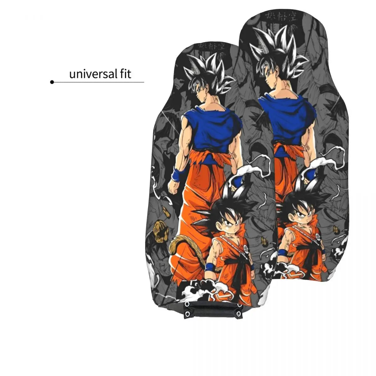Coprisedili auto Dragon Ball - Goku Ultra Istinto su sfondo grigio