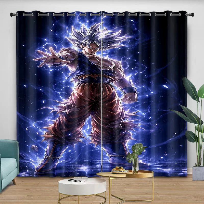 Dragon Ball blue curtains - Shenron and Goku shirtless