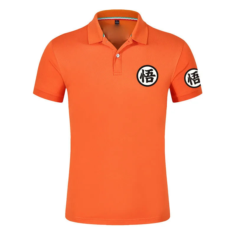 Dragon Ball Orange Polo - kanji Go on chest and sleeve