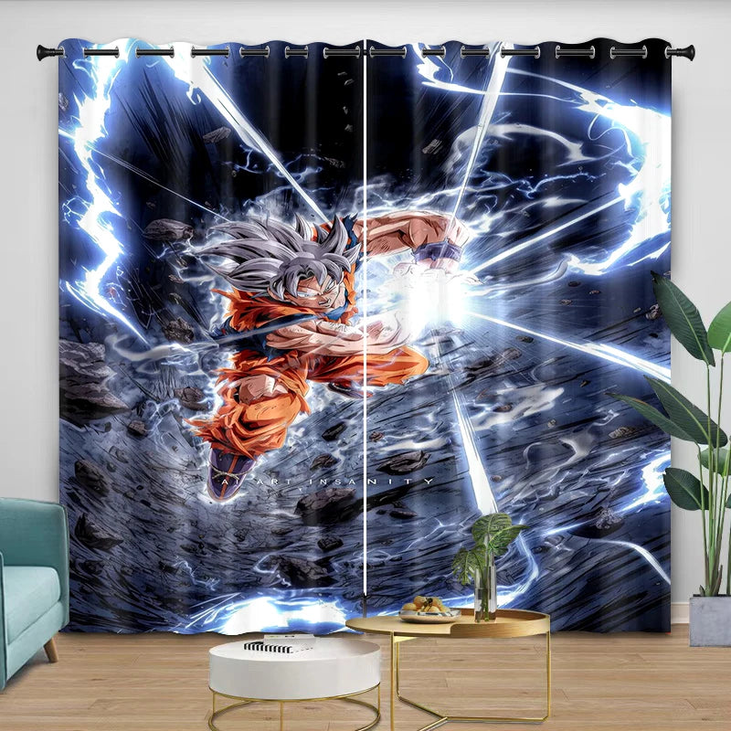Rideaux Dragon Ball - Goku Super Saiyan Blue et transformations