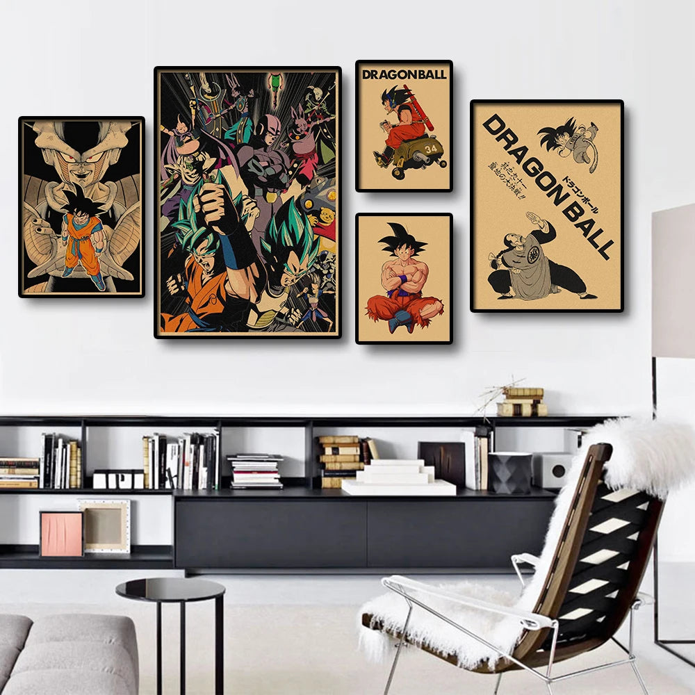 Retro Poster Dragon Ball - Goku Child op zijn motorfiets 34