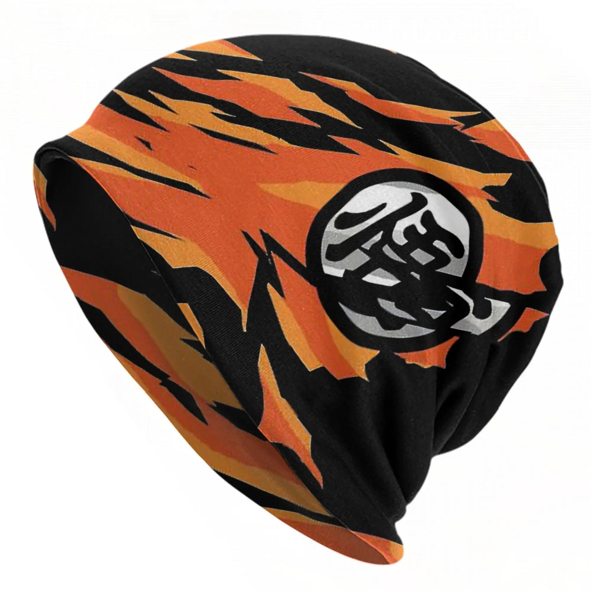 Orange and black Dragon Ball hat - kanji Go and scratched patterns
