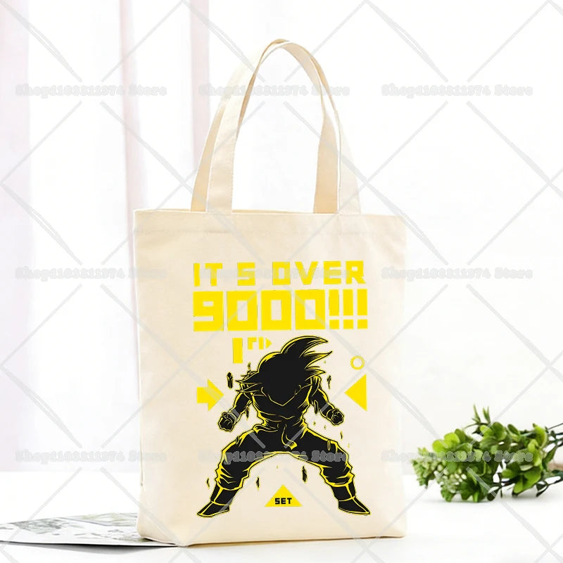 Borsa tote beige Dragon Ball - Goku e scritta verticale