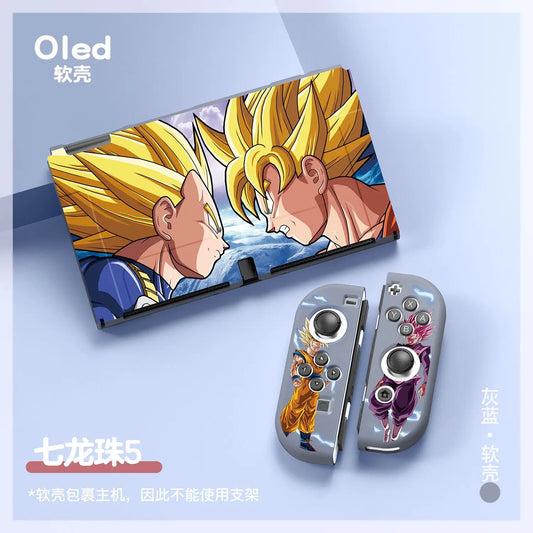 Coque Nintendo Switch OLED Dragon Ball - Goku et Vegeta Super Saiyan face à face