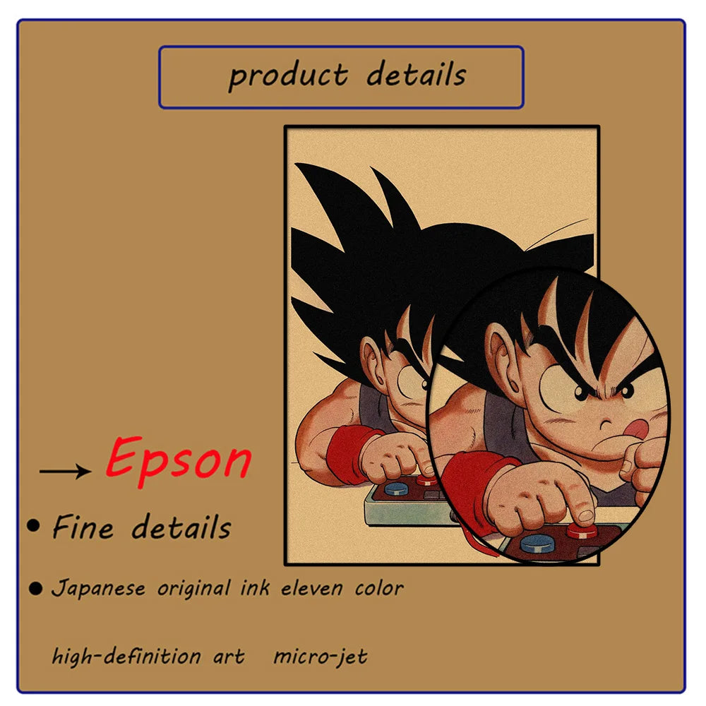 Retro Poster Dragon Ball - Goku Child op zijn motorfiets 34