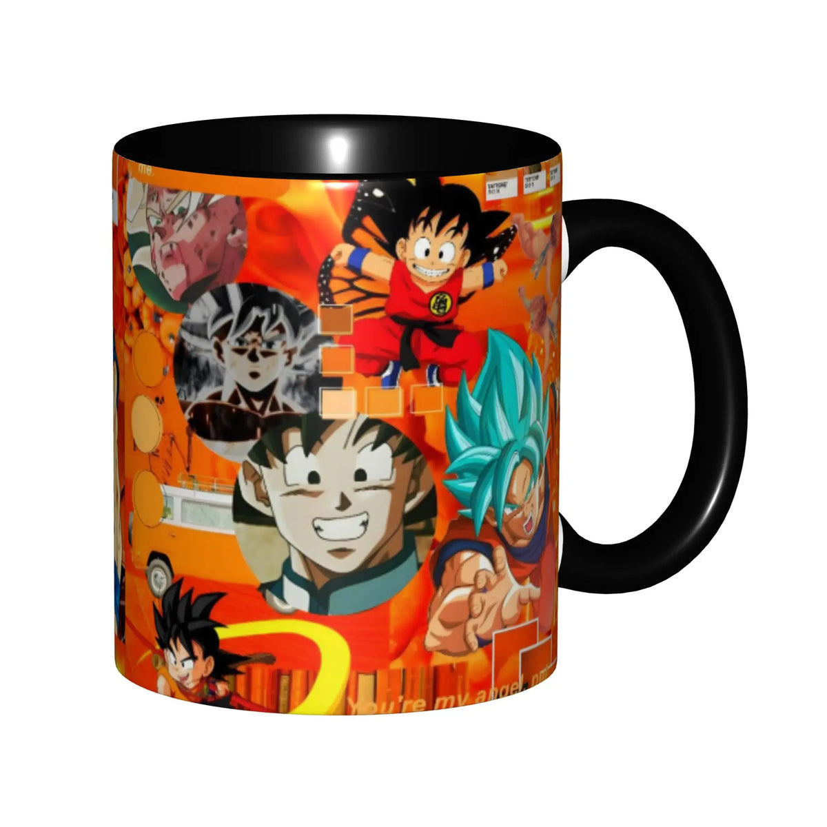 Taza negra Dragon Ball - kanji Go rodeado de naranja