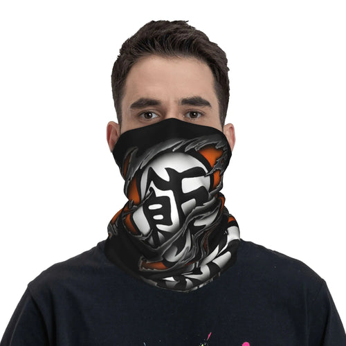 Tour de cou noir et gris Dragon Ball - grand kanji Go blanc