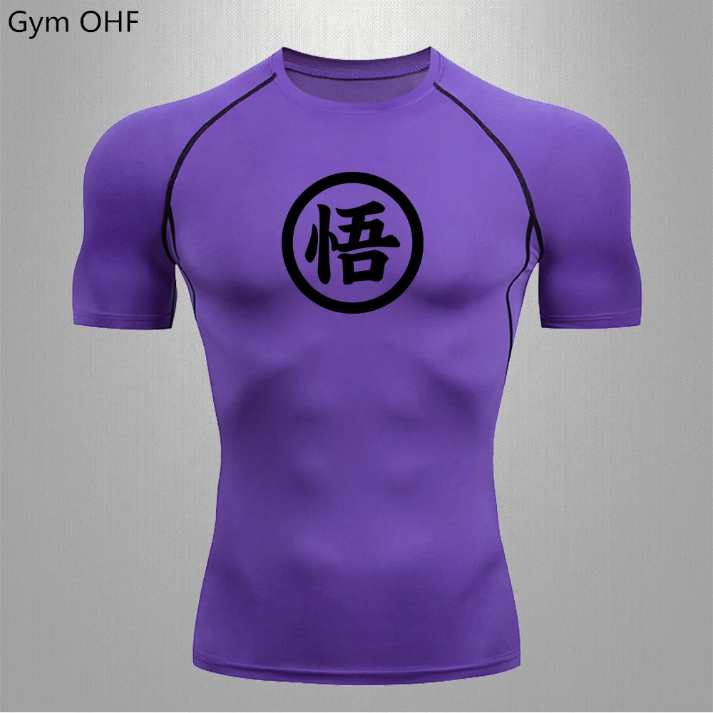 Graues Sportoberteil mit langen Ärmeln Dragon Ball - kanji Go black