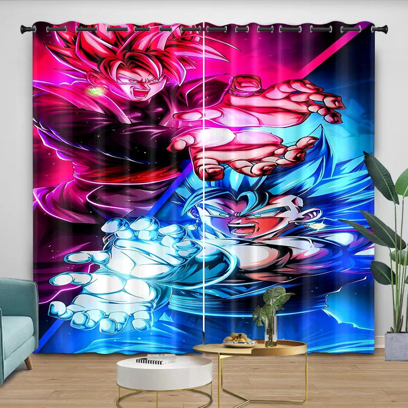 Rideaux bleus Dragon Ball - Goku enfant sur Shenron