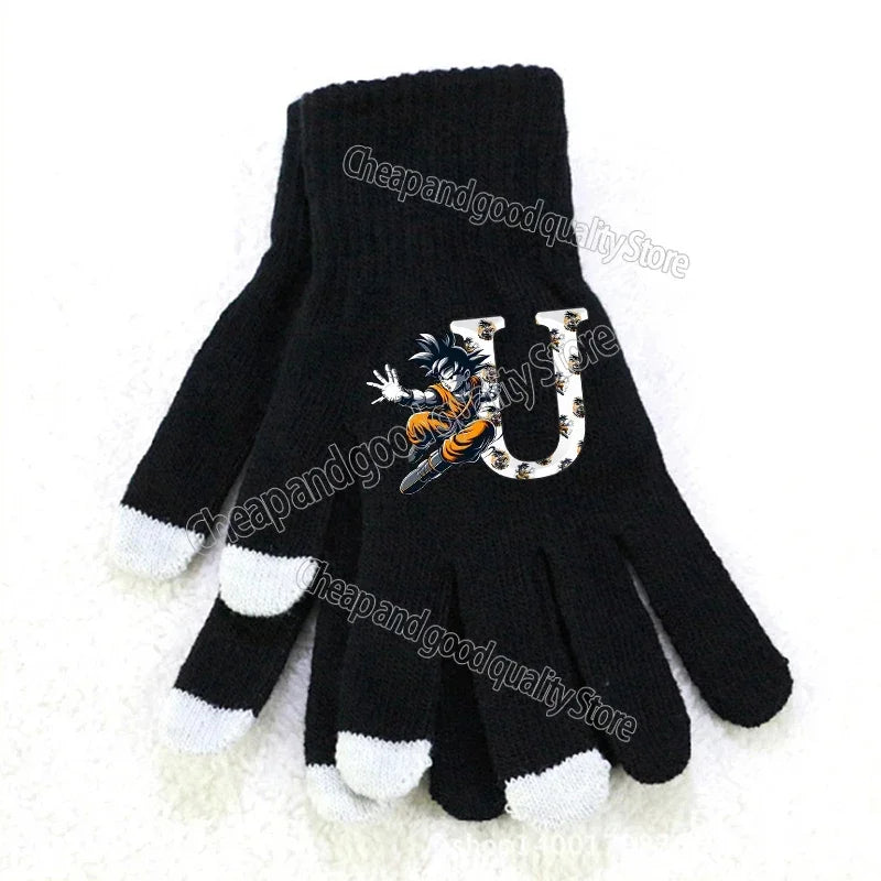 Dragon Ball Schwarze Handschuhe mit weißen Tipps - Goku und Brief U