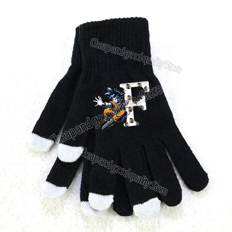 Gants noirs à bouts blancs Dragon Ball - Goku et lettre F
