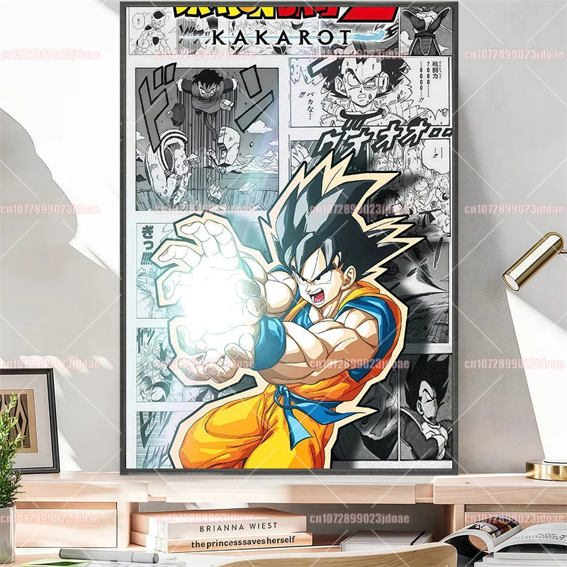 Pósteres manga Dragon Ball - Vegeta Goku y Broly a color