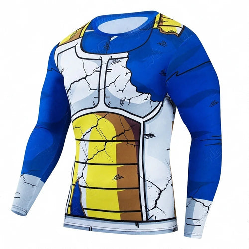 T-shirt with long sleeves blue Dragon Ball armor Saiyan damaged
