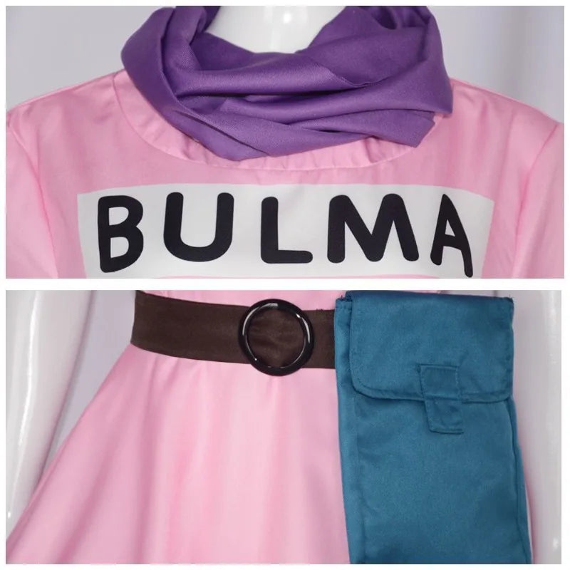 Costume rose Dragon Ball - Bulma avec ceinture et foulard