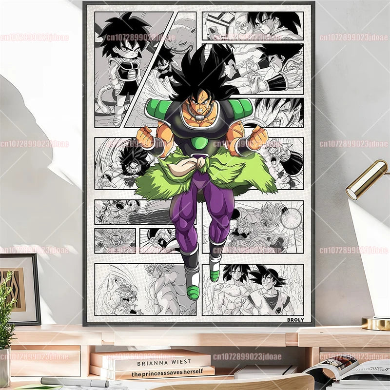 Pósteres manga Dragon Ball - Vegeta Goku y Broly a color