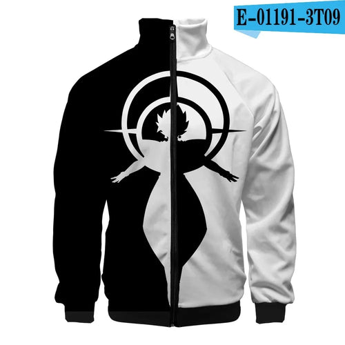 Felpa con zip nera e bianca Dragon Ball - Zamasu fuso in silhouette e alone