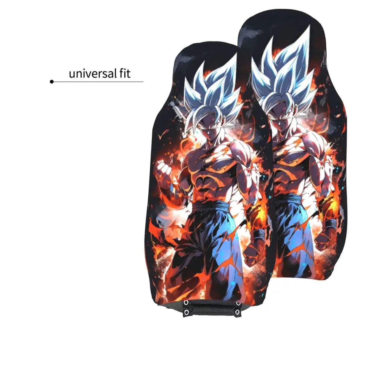 Front Seat Covers Dragon Ball - Goku Ultra Instinct and Red Flames