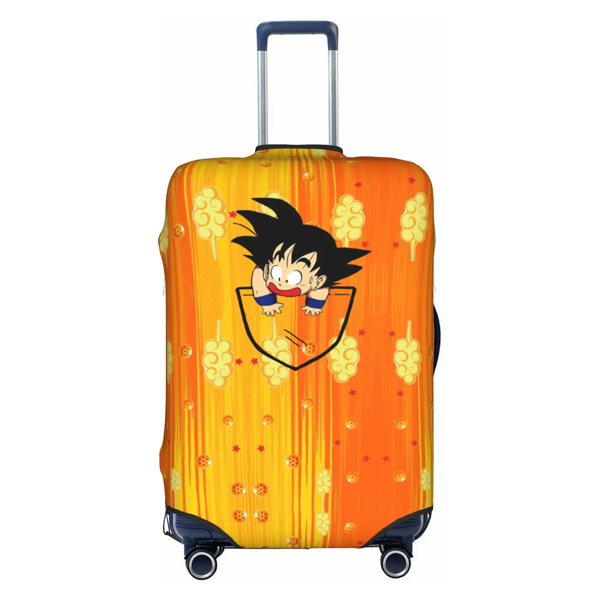 Housse de valise orange et blanche Dragon Ball - Goku enfant en motifs répétés