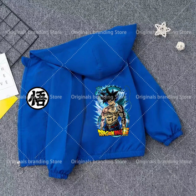 Veste à capuche bleue pour enfant Dragon Ball - Goku Ultra Instinct et aura bleue