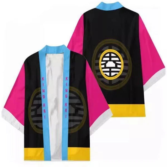 Veste kimono noire et rose Dragon Ball - emblème du roi Kaio