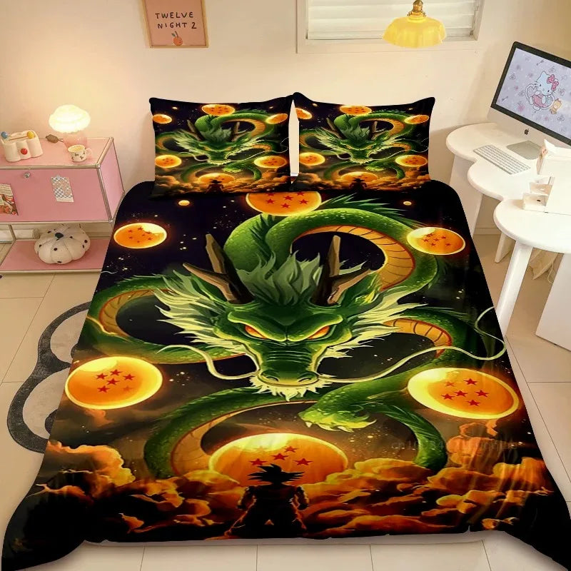 Copripiumino arancione Dragon Ball - Goku bambino e bastone nero
